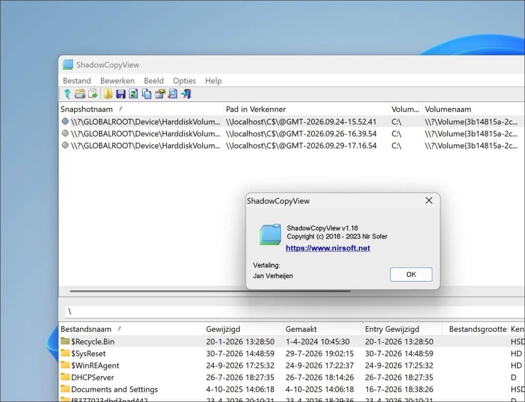 ShadowCopyView nederlands