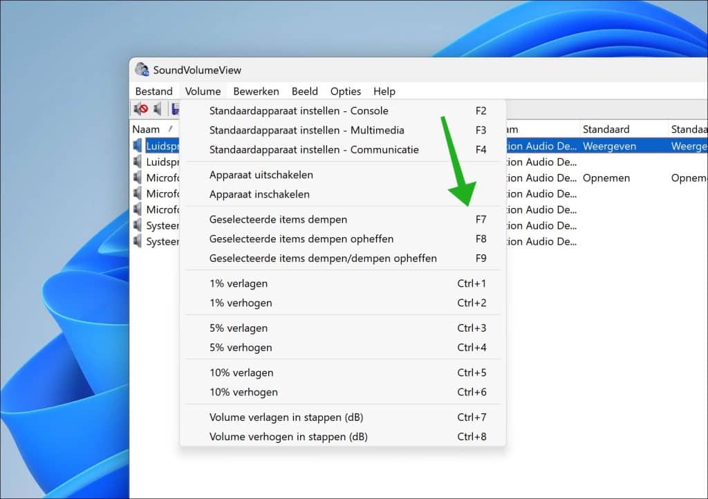 Volume direct aanpassen in SoundVolumeView