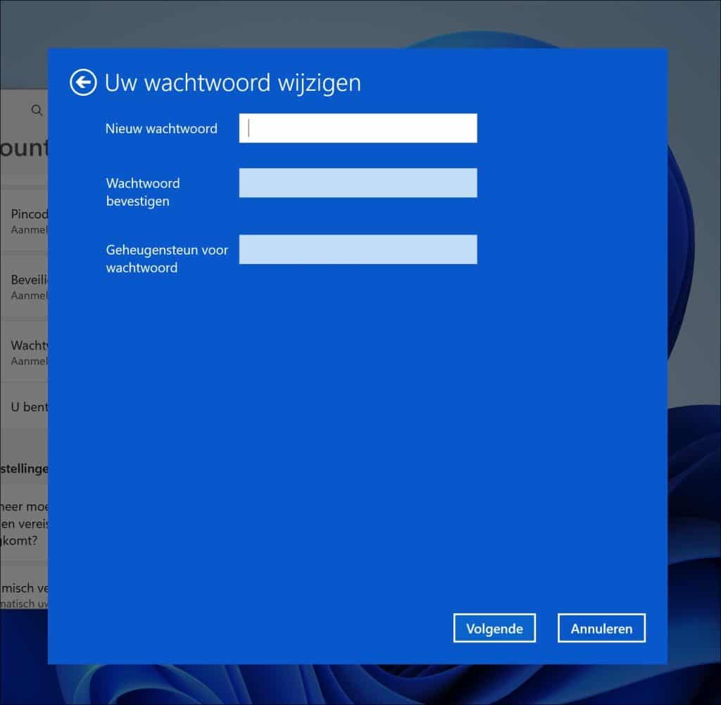 Wachtwoord verwijderen van lokaal account