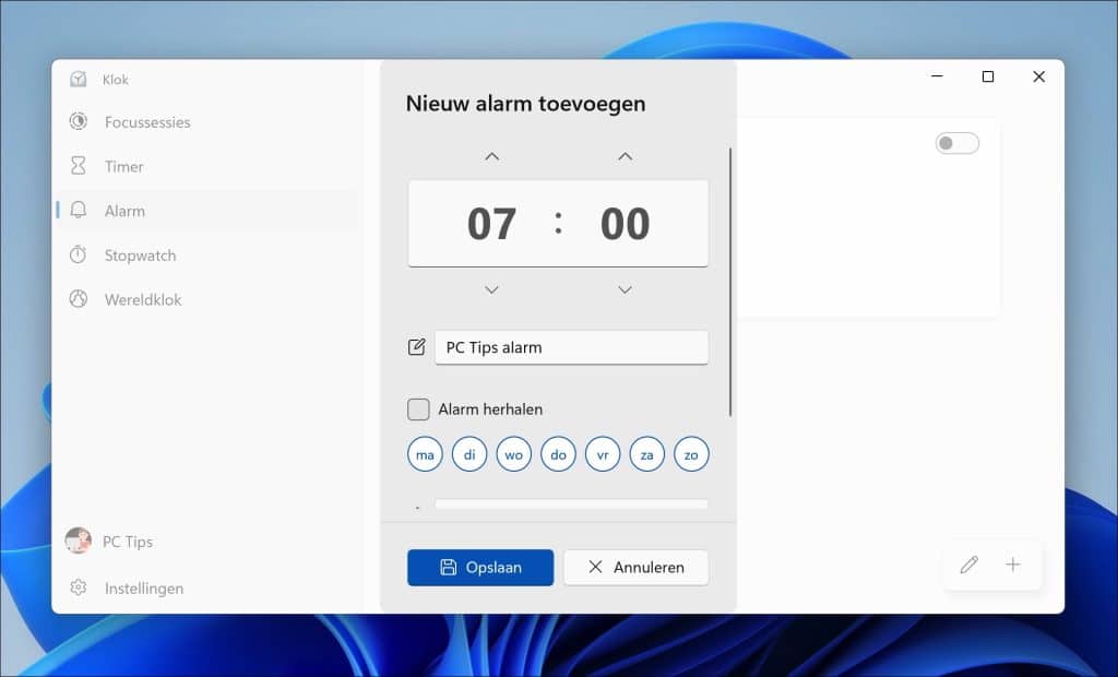 alarm toevoegen