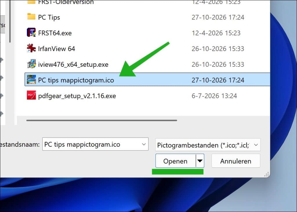 ico bestand selecteren