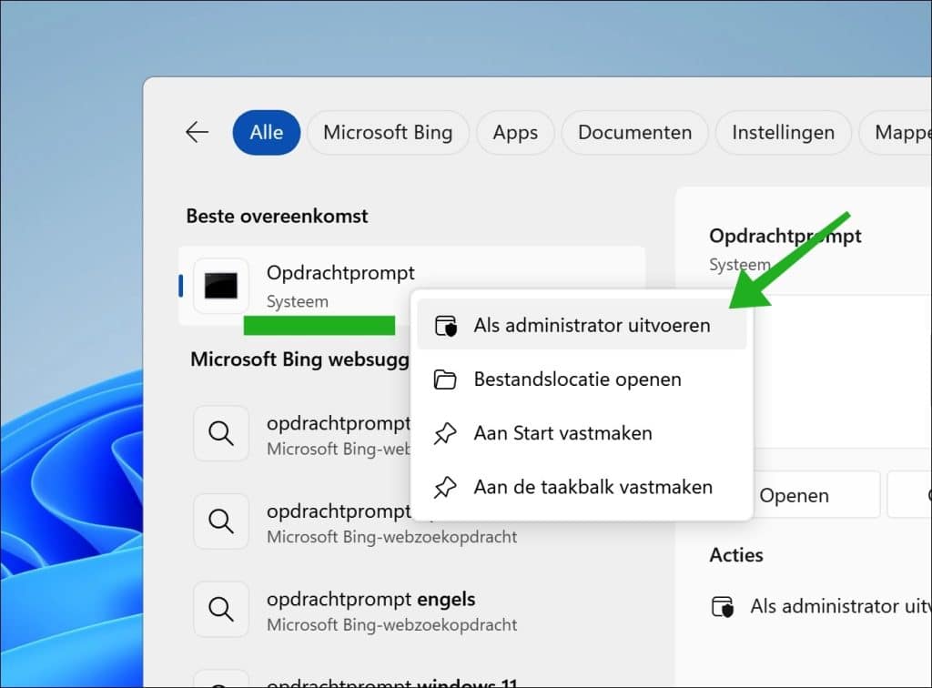 opdrachtprompt als administrator openen