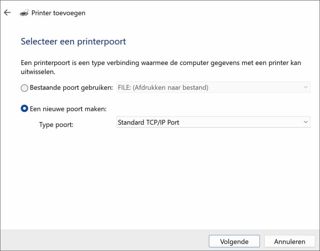 printer toevoegen via printerpoort