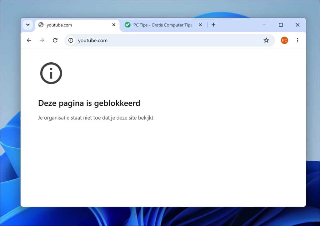 website is geblokkeerd